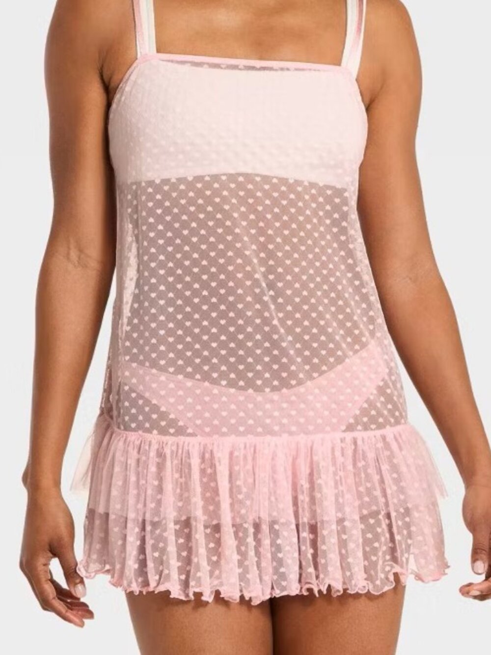 Wild Fable - Women's Heart Lace Slip Dress - Wild Fable Light Pink - L - NWT